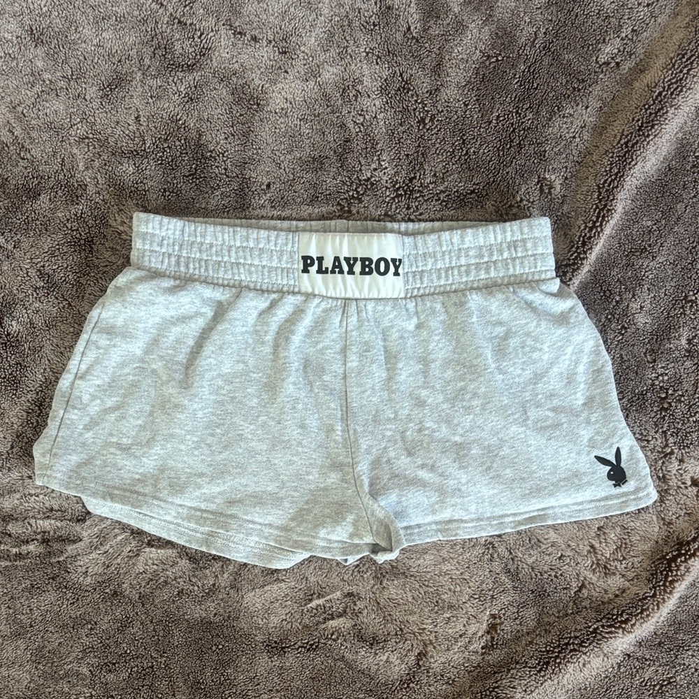 PLAYBOY Women's Light Gray Athletic Shorts Size Medium Size M